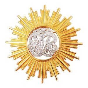 Vintage 1980s Signed Monet Goldtone "Burst" Rhinestone Brooch